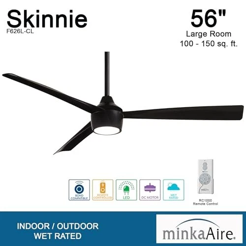  F626L-CL Skinnie 56" Ceiling Fan with Integrated LED Light in Finish Coal - Picture 8 of 8