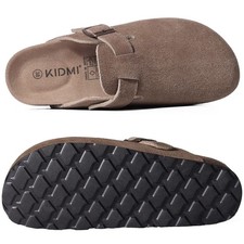 Mens Womens Genuine Suede Clogs Boston Mules Cork Footbed Soft Potato Shoes