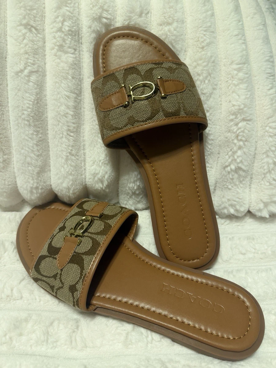 Coach Leather Upper Slide Casual Sandals for Women for sale | eBay