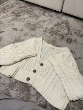 Arepostale White Cropped Cardigan Women's Size Xl Long Sleeve