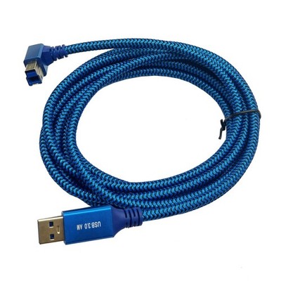 10FT Braided Angle USB 3.0 Printer Cable Type A To B Plug 90 Degree Male