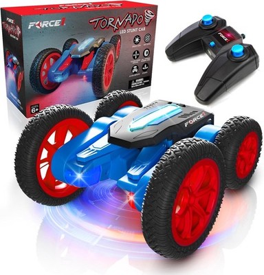 Tornado Red LED Remote Control Car 4WD Stunt RC Car for Kids
