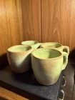 Vintage Frankoma Pottery 5C Prairie Green Plainsman Coffee Mug Set of 4 Cups