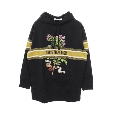 Christian Dior Stickerei Hoodie Sweatshirt #XS Baumwolle Schwarz Mehrfarbig G...