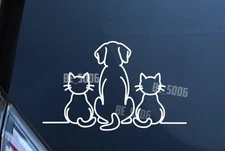 Two Cats & One Dog Car Decal – Pet Owner Window Sticker – Vinyl 5in