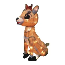 18" Lighted Polka Dot Bow Sitting Clarice Statue Christmas Outdoor Holiday Decor