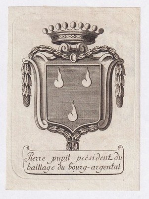 Exlibris Pupil De Sablon / Lyonnais Lyon Ex-Libris Blason Wappen Bookplate 18E