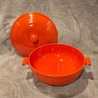 Vintage Fiesta Radioactive Red Casserole Dish with Lid Homer Laughlin CPM 3332