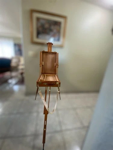 French Portable Wooden Easel Artist Sketch box mahogany wood?