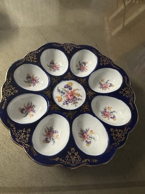Original Cobalt Egg Plate From Chech Republic