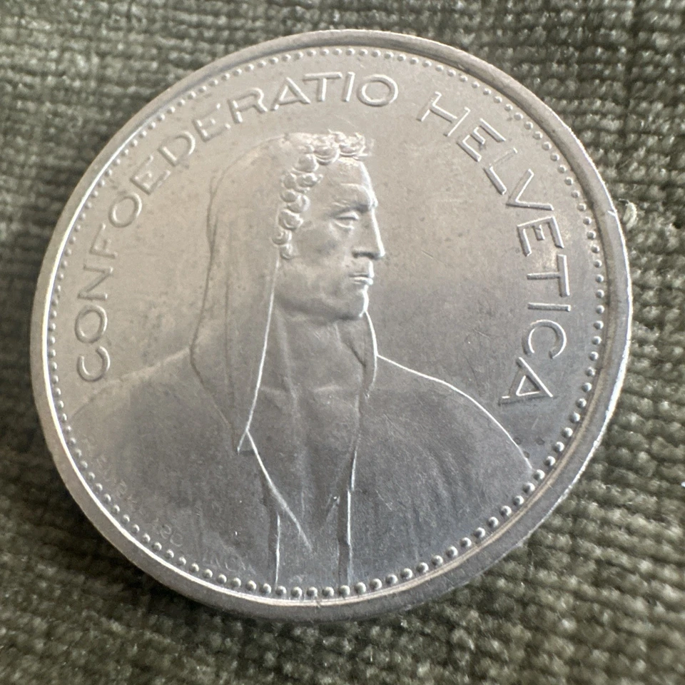 1966 B Switzerland Founding HERO WILLIAM TELL 5 Francs Silver Swiss Coin i96113 - Image 2 of 4