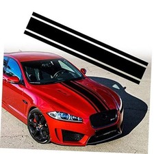 49"x 8.7" Car Hood Decal Auto Racing Stripes Sport Body Side Vinyl A Black