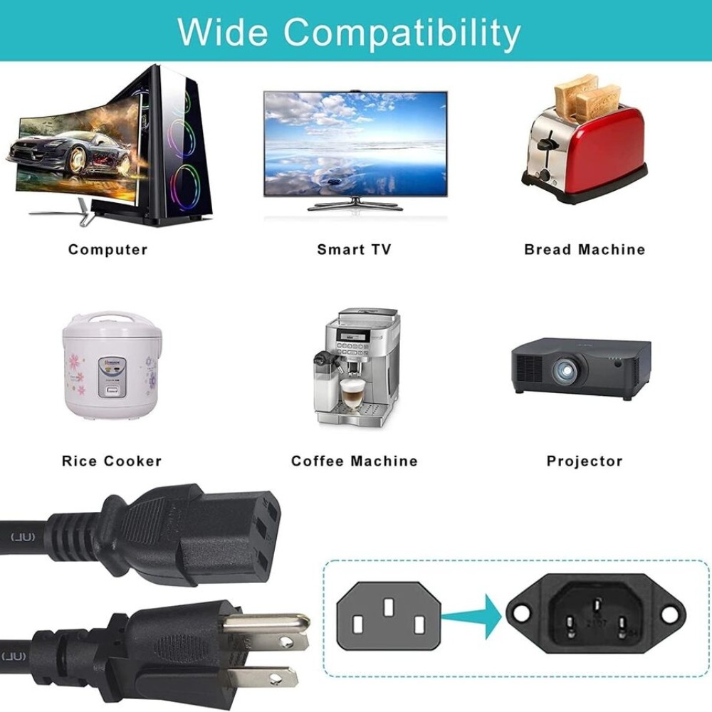AC Power Cord Cable for Power Pressure Cooker XL Digital Programmable Lead