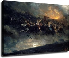 Germanic Viking Norse Pagan God Odin Sky War Canvas Wall Decor Art Painting 