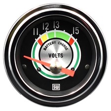 Stewart Warner Green Line Electrical Voltmeter Gauge 2 116 Dia Black Face 375t