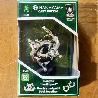 Hanayama Cast Metal Puzzle Model: Elk Level 6 Bepuzzled Brain Teaser Game