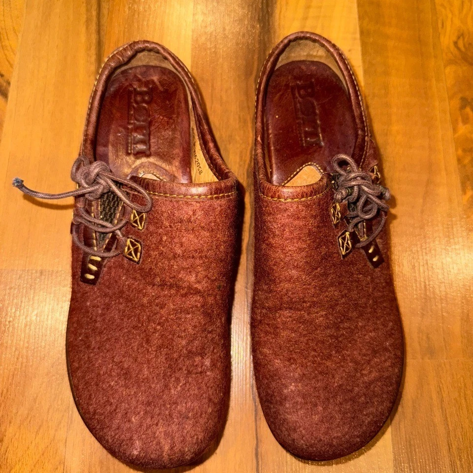 Zuecos sin cordones Born cuero y lana rojos talla 8/39 boho clásico cuero casual Foto 2 de 4