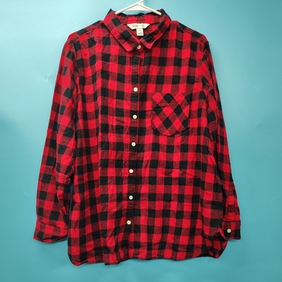  Old Navy Women s Flannel Shirt XXL Red Black Buffalo Check