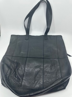 Day & Mood Black Genuine Leather Paneled Tote