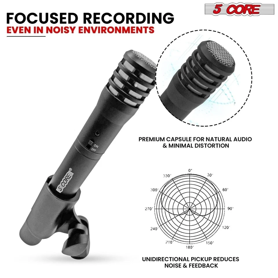 5Core Instrument Microphone Professional XLR Cardioid Pencil Stick Condenser Mic - Image 2 of 4