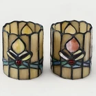 VTG Handcrafted 4” Tiffany-Style Stained Glass Votive Candle Holders - Set Of 2