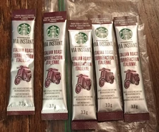 Starbucks via Instant Coffee Dark Roast Packets French 100% Arabica 5 Packet lot