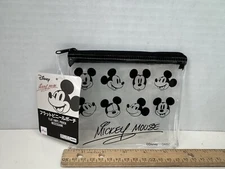 Daiso Disney Mickey Mouse Flat Vinyl Pouch  4.5" x 5.5"  Zipper New