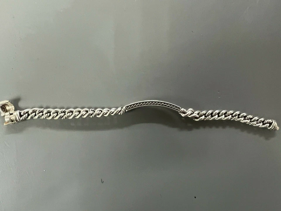 David Yurman 纯银娇小铺面钻石 ID/识别手链 F SH — 第 4/4 张图片