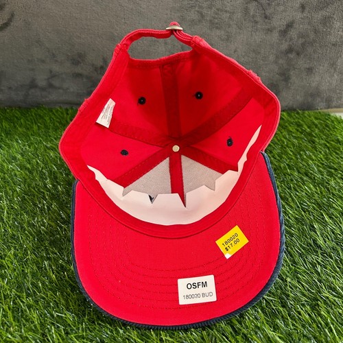 Budweiser Baseball Cap Corduroy Dad Hat Adjustable Strapback Red White Blue Mens - Picture 6 of 8