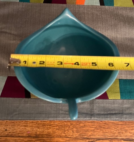 Jonathan Adler Leaf TEAL blue Large Stoneware Bowl Signed Pottery Art Fall SMALL - Picture 9 of 15