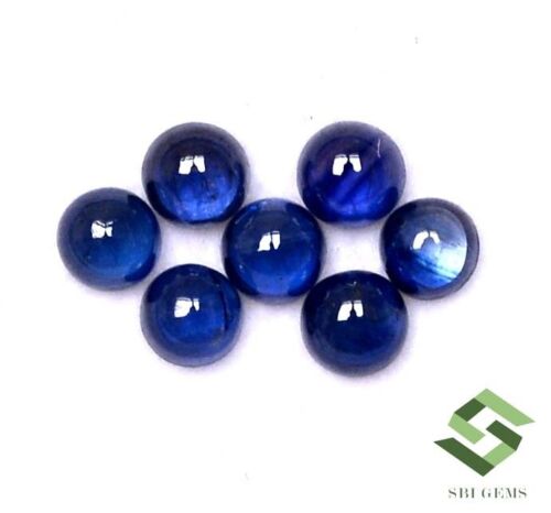 3.50 mm Natural Blue Sapphire Round Cabochon Lot 07 Pcs 2.19 CTS Loose Gemstones - Picture 2 of 5