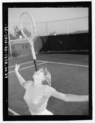 Lana Turner posing,tennis court,racket,nose,Beverly Hills ...