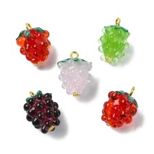 10 piezas Lindos Dijes de Vidrio Murano de Uva Mini Alimentos Frutas Dijes para Joyería Hágalo Usted Mismo