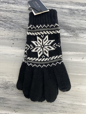 COTTON ON ACCESSORIES LOVE ME GLOVES MITTENS BLACK & CREAM WINTER SNOWFLAKE