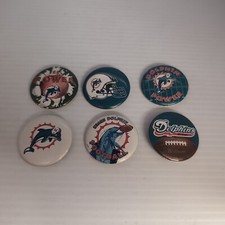 Vintage Miami Dolphins Round Button Pin Lot of 6