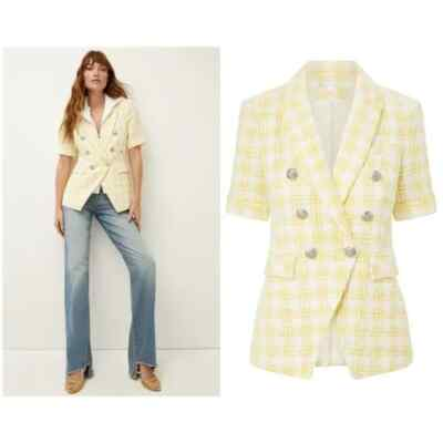 #ad #ad NEW VERONICA BEARD Jenny Tweed Dickey Jacket Pale Yellow White Size 6 #SJ2387 $299.99