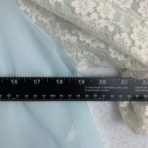 Vintage Warners Robe Nylon Sheer Chiffon Women’s Small Blue Lace Sleeve Scallop - Picture 10 of 19