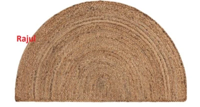 Jute Rug Handmade Door Mat Half Circle Jute Rug Floor Door Mat for Stairs Doors - Image 1 of 4