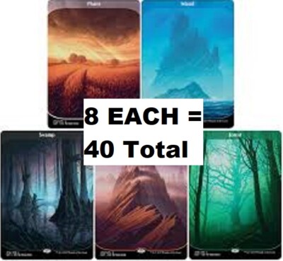 40 Unstable Borderless Lands = 8 each: Plains, Island, Swamp, Mountain, Forest!