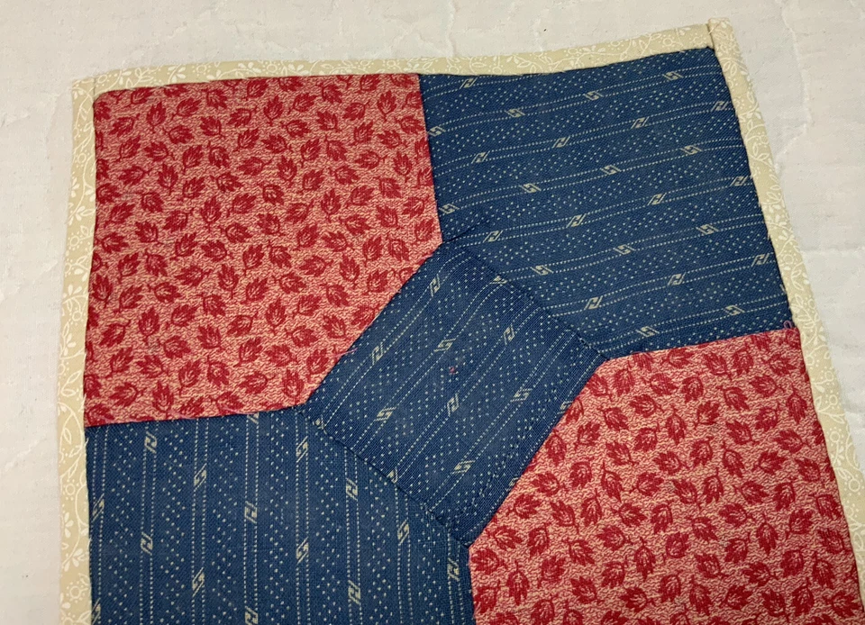 Edredón de retazos vintage, pajarita, calicos tempranos, rosa, azul Foto 2 de 4