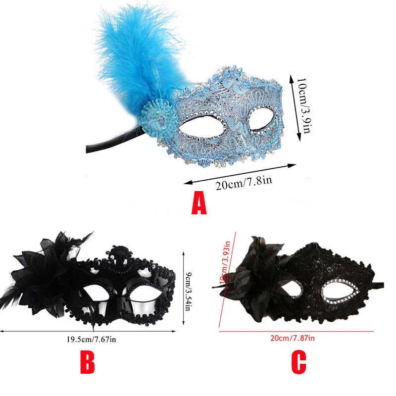 Lace Mask Party Masquerade Ball Eye Masks Flower&Feather Carnival Fancy Dress✔ - Image 3 of 4