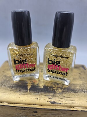 Sally Hansen Big Glitter Top Coat Nail Polish 140 Goldi-Flakes Lot (2)