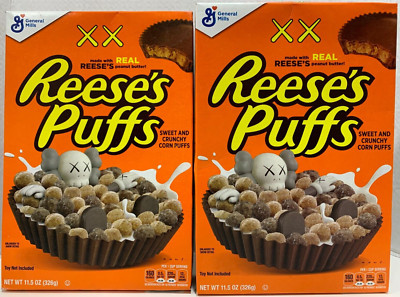 GENERAL MILLS KAWS X REESE'S PUFFS CEREAL 11.5 OZ BOX COLLECTORS EDITION NEW
