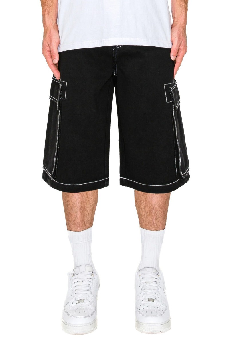 Victorious Men's Carpenter Contrast Stitch Side Cargo Pocket Baggy