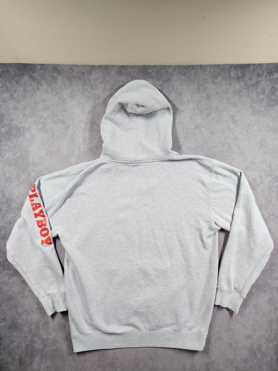 Playboy Hoodie Men Large Heather Gray Barbed Wire Bunny Logo