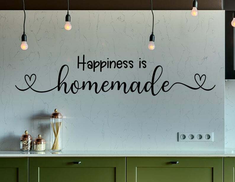 Vinilo Decorativo Pared "HAPPINESS IS CASERA HEART" – Calcomanía Para Cocina (36 Cm, Oracal)