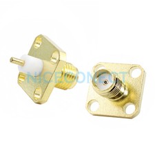 50x SMA Female Jack 4 Hole Panel Mount Solder Cup RF Connector dielectric solder