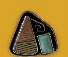 Mata Ortiz Pottery Shards Sterling Silver Agustin Torres Beltran Ring Sizeable