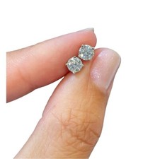1 Ct Round Cut VVS1/F Real Lab Grown Diamond Stud Earrings 14k Solid White Gold