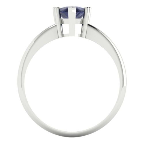 1.5 tcw Pear Cut Engagement Ring 14K White Gold Blue Sapphire Promise Ring - Picture 4 of 11